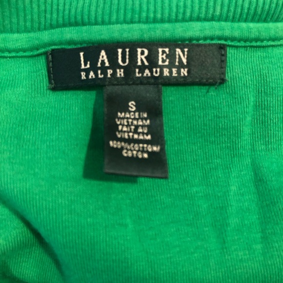 Ralph Lauren Green V-Neck Top with Striped Details - Picture 6 of 6